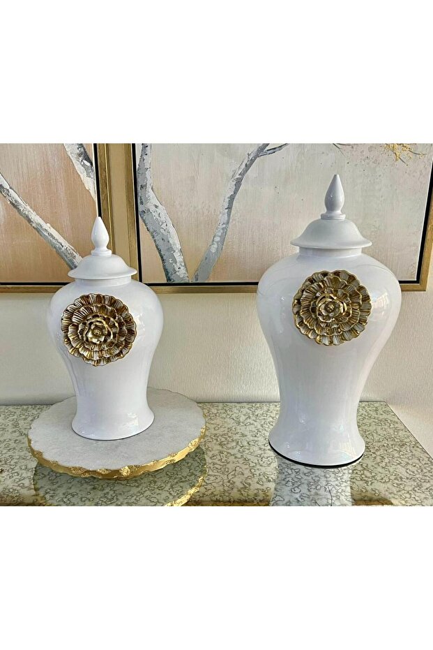 Beth & Lily – Blossom Ceramic Ginger Jar Large | Statement Decorative Centrepiece | Luxury UAE GCC Gifting