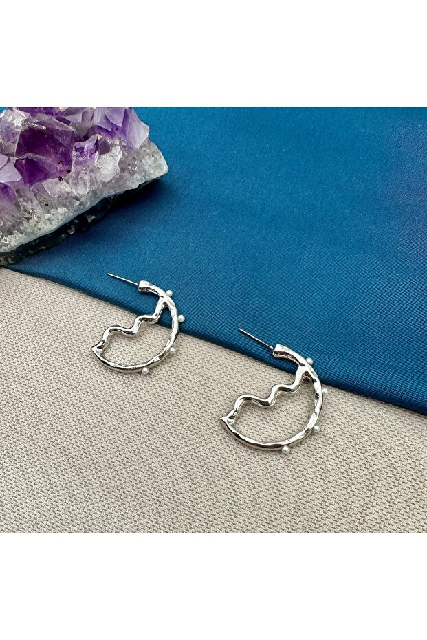 Half Hoop Earrings with Pearls
