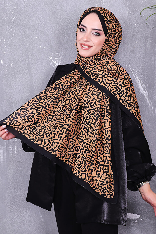 شال منقوش من القطن الناعم - 1