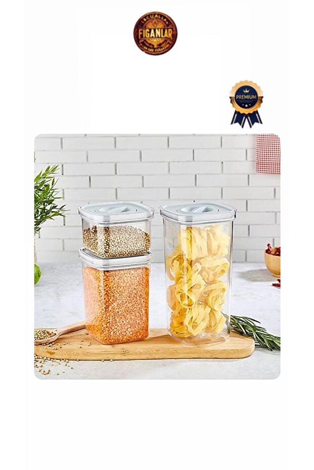 Hard Plastic Lid Storage Container 500ml 1000ml 1600ml Set of 3 Spice Jar Storage Container - 6