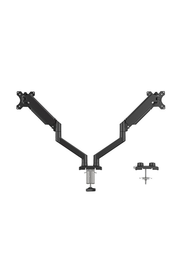 ذراع شاشة مزدوجة SMS-D002، حامل شاشة باللون الأسود حتى 34 بوصة × 2 ووزن حمل 10 كجم × 2 - 2