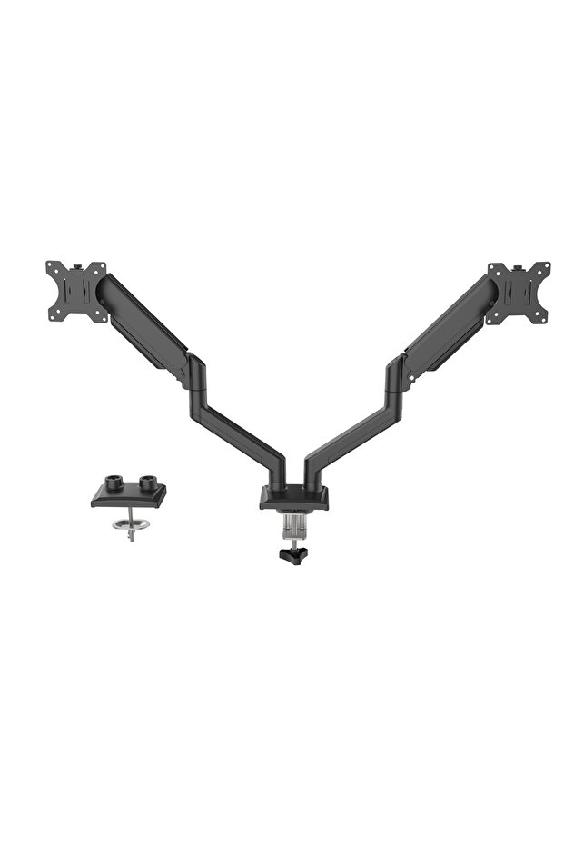 ذراع شاشة مزدوجة SMS-D002، حامل شاشة باللون الأسود حتى 34 بوصة × 2 ووزن حمل 10 كجم × 2 - 1