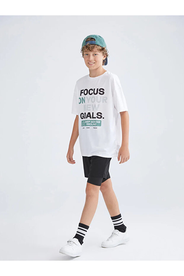 LCW Kids Siyah Beli Lastikli Erkek Çocuk Taytlı Şort - 1