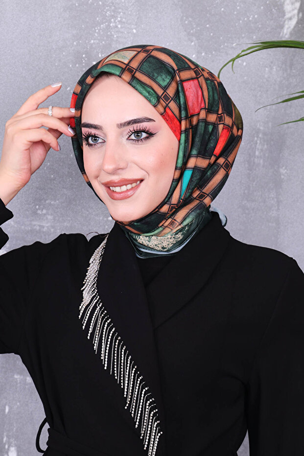 وشاح منقوش من القطن الناعم - 1