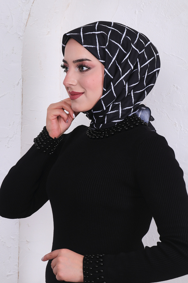 وشاح منقوش من القطن الناعم - 4