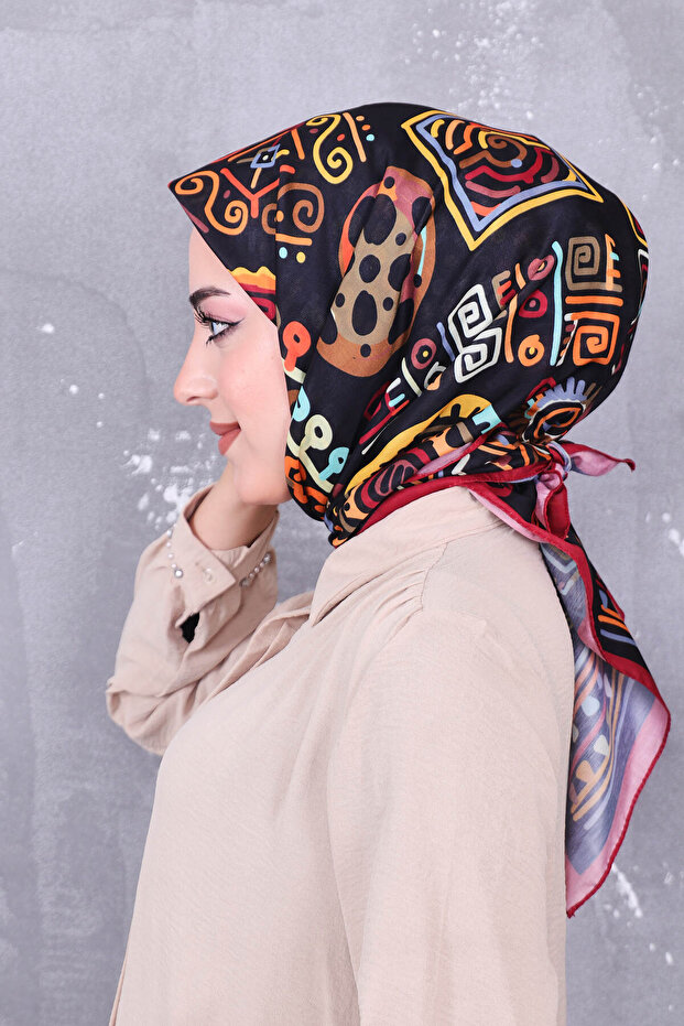 وشاح منقوش من القطن الناعم - 5