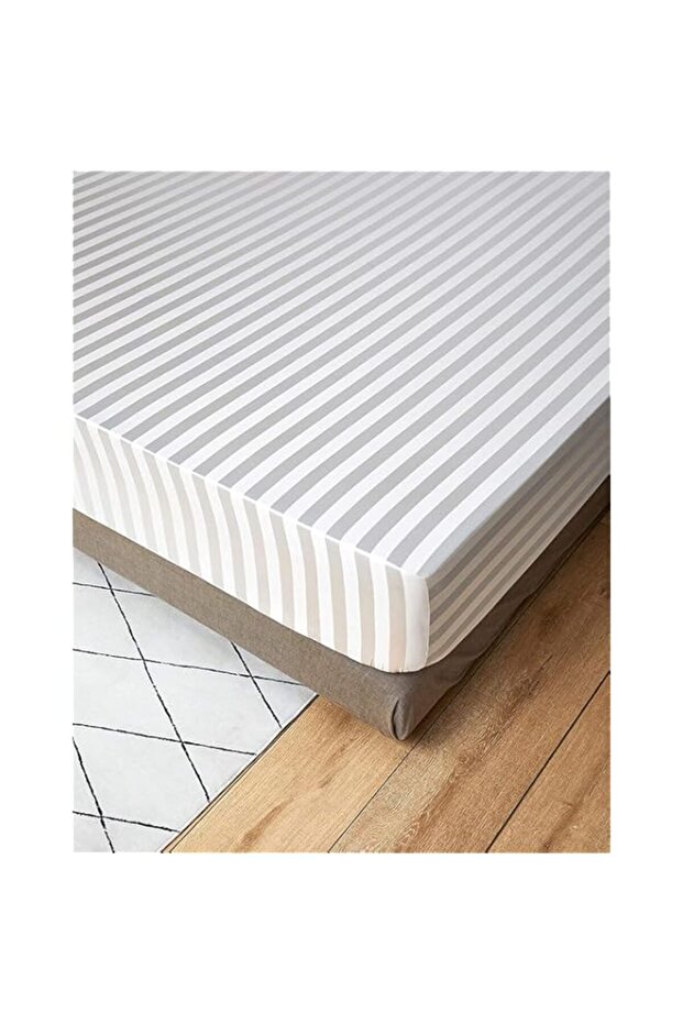 Hotel Linen Klub Stripe Fitted Sheet - 120 GSM Polyester Satin in White, Featuring an Elasticized Deep Pocket, Size: King (200 x 200 cm), Subtle Sheen and Smooth Texture for Luxurious Bed Linen