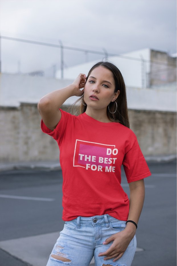 Men/Women Do the Best for Me Transfer Printed Round Neck Short Sleeve T-Shirt
