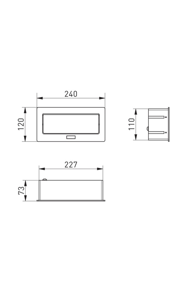 Rectangular recessed socket, 2 schuko sockets + 2 USB 5V 2.1A, white, - 2