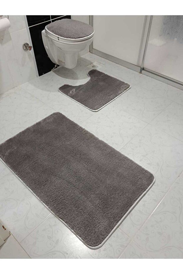 Bathroom Mat Black Toilet Set Plush Mat Set 60X100 / 50X54 / 45X37