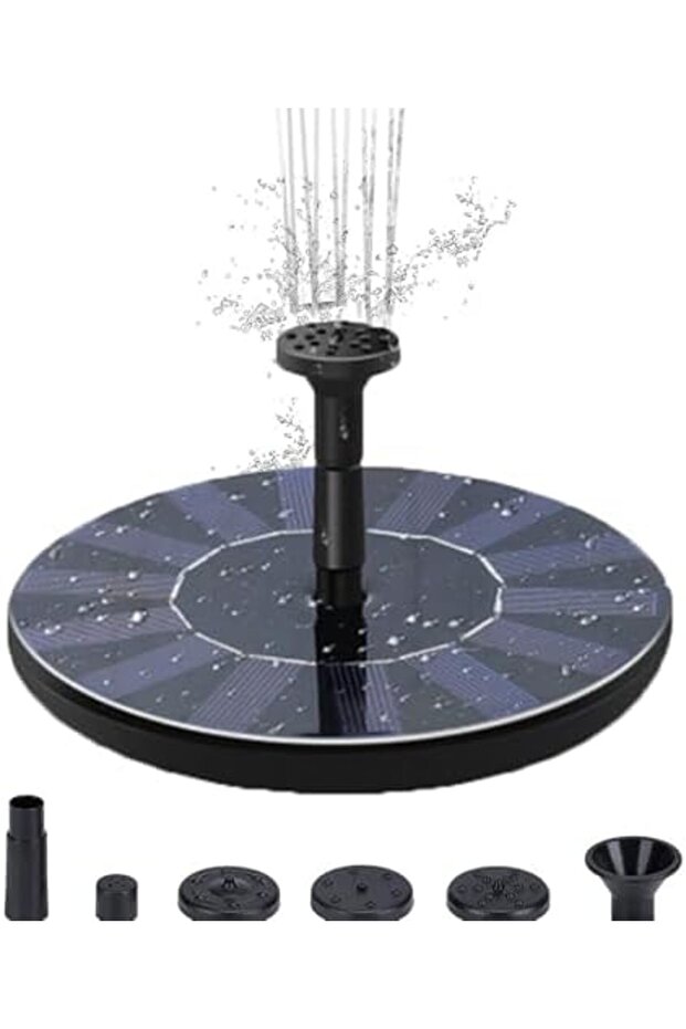 Solar Fountain Pump for Bird Bath, 4 Nozzles, Adjustable Spray Patterns (13cm)
