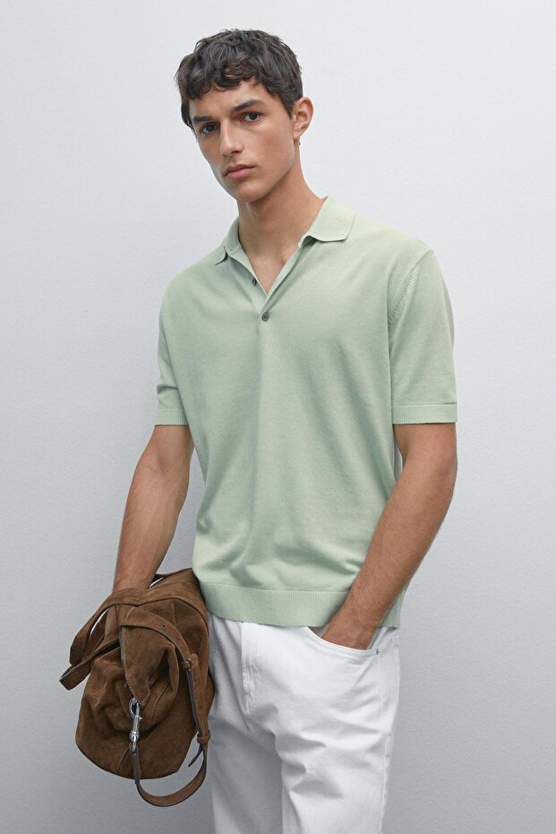 Kısa kollu triko polo t-shirt - 2