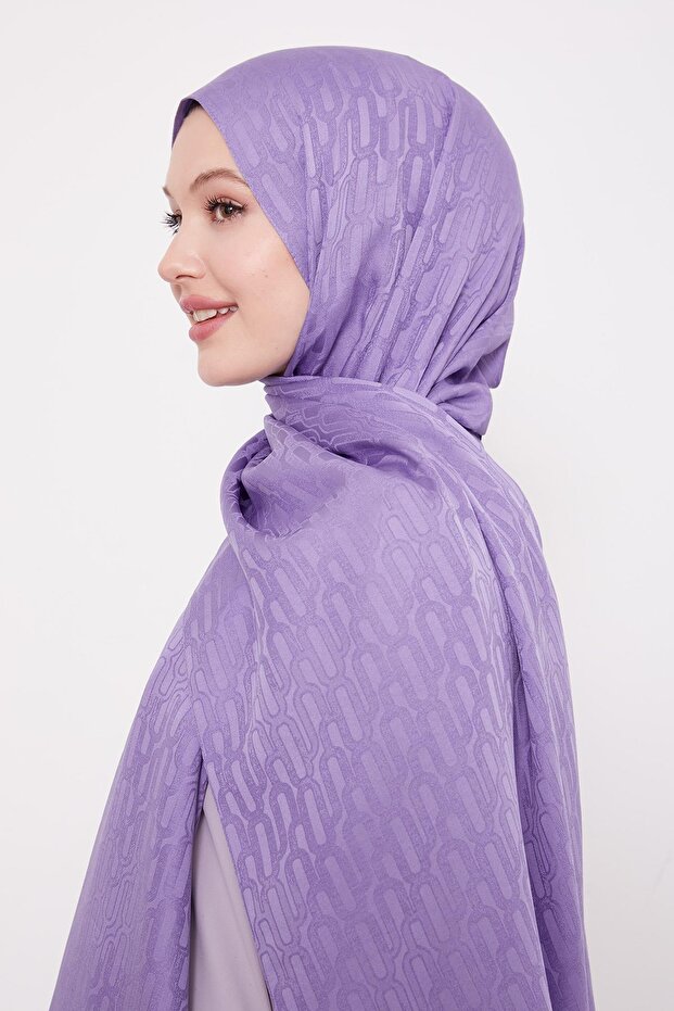 Lilac Paperclip Pattern Blue Jacquard Shawl