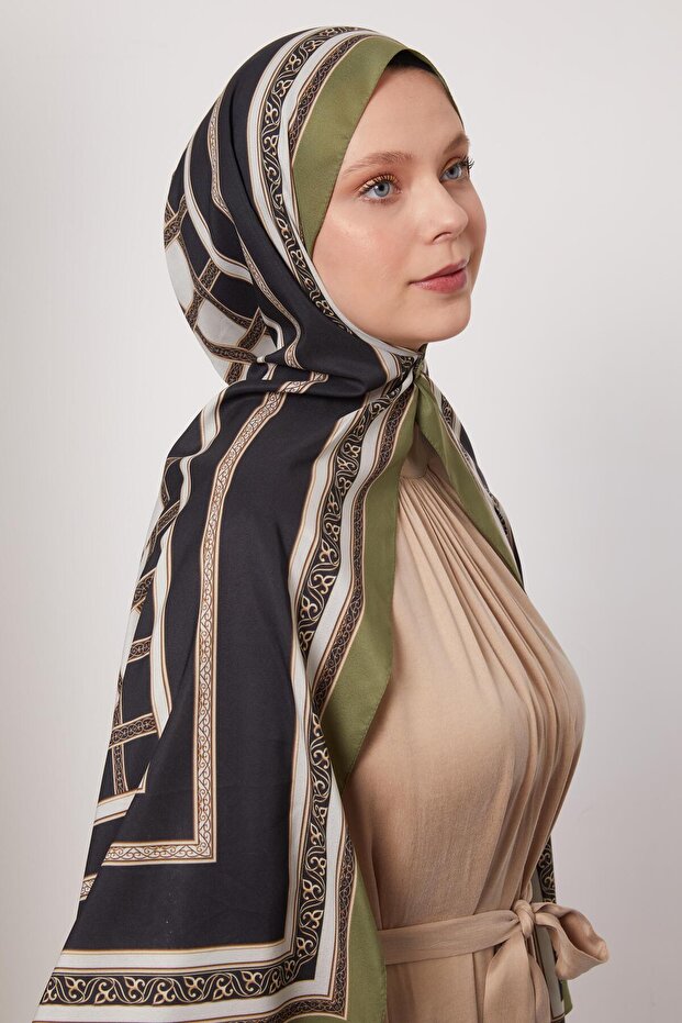 شال الحب بنمط الفرقعة الأخضر المخطط - 2