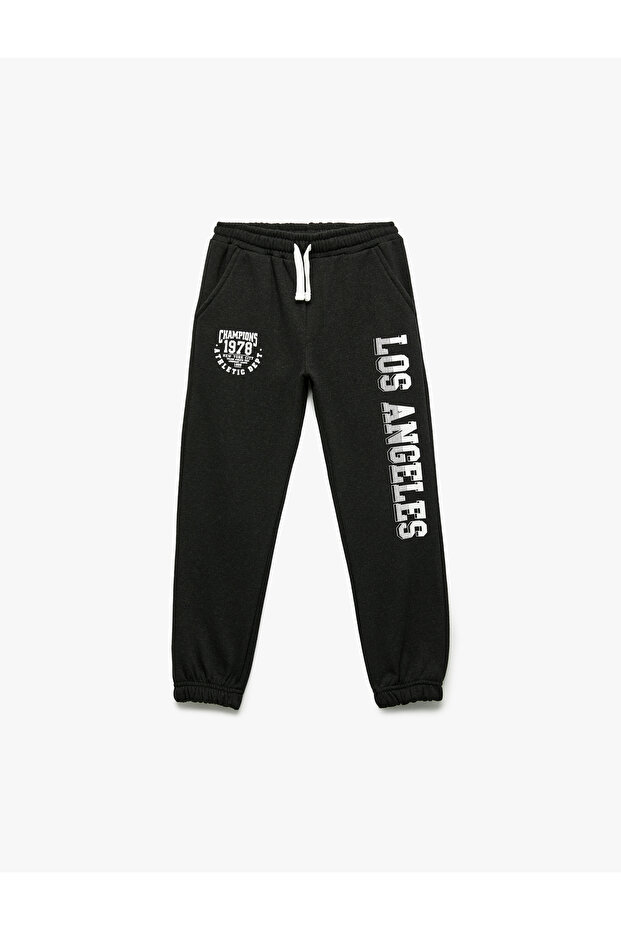 Pocket Detailed Hooded Printed Jogger Sweatpants