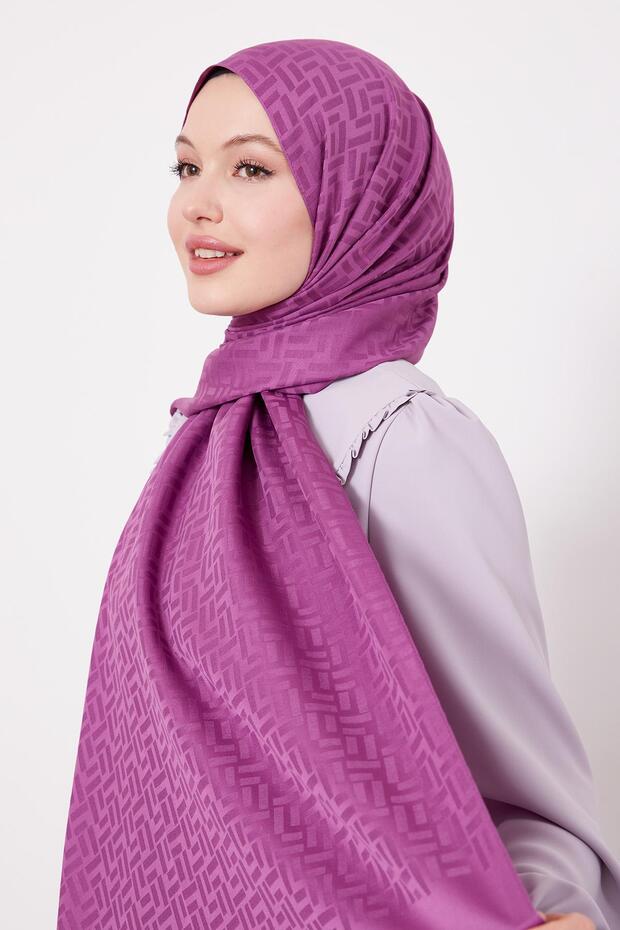 Violet Stick Pattern Blue Jacquard Shawl