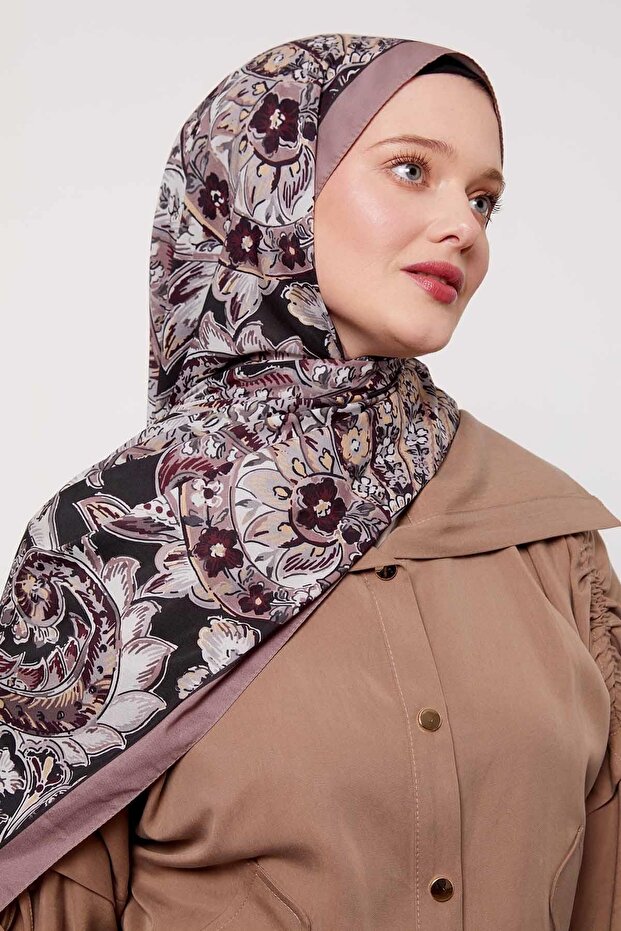 Dark Mink Abstract Floral Pattern Love Shawl