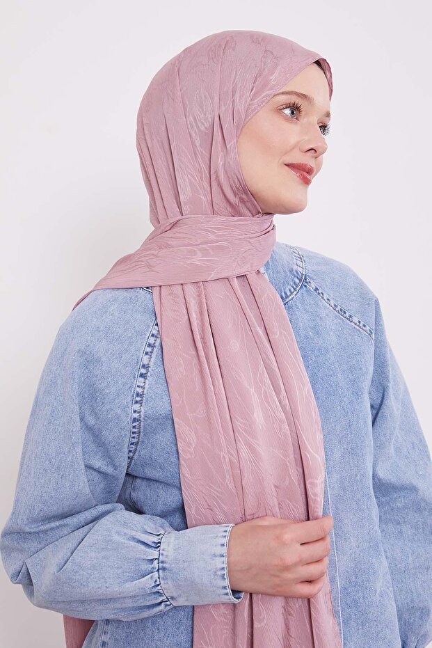 Dusty Rose Abstract Tulip Pattern Jacquard Capri Shawl