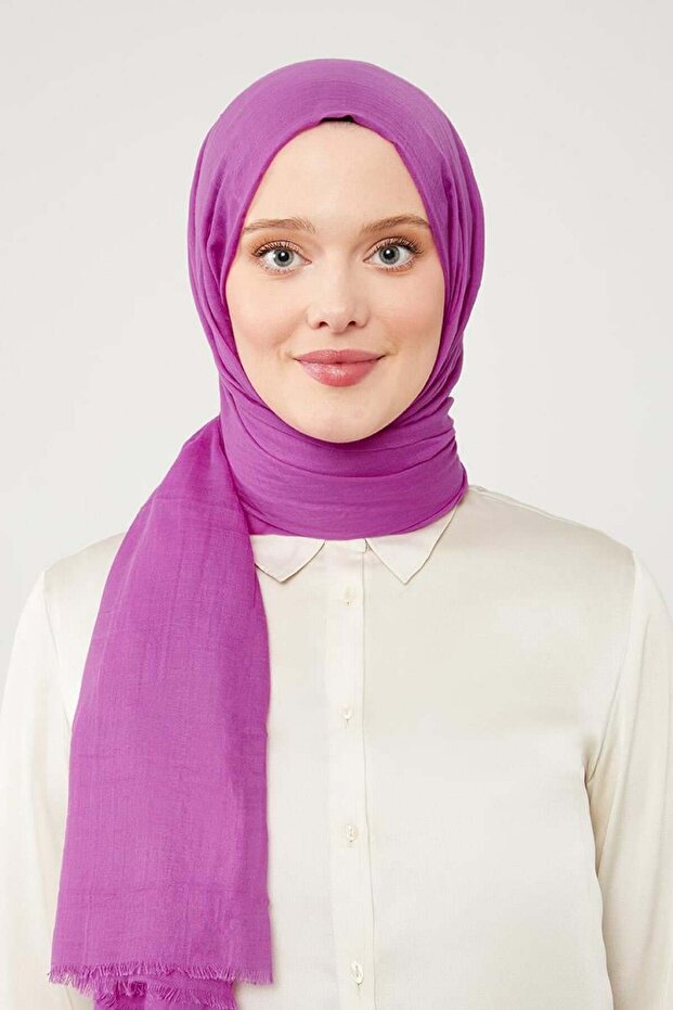 Fuşya Düz Hawai Şal - 2