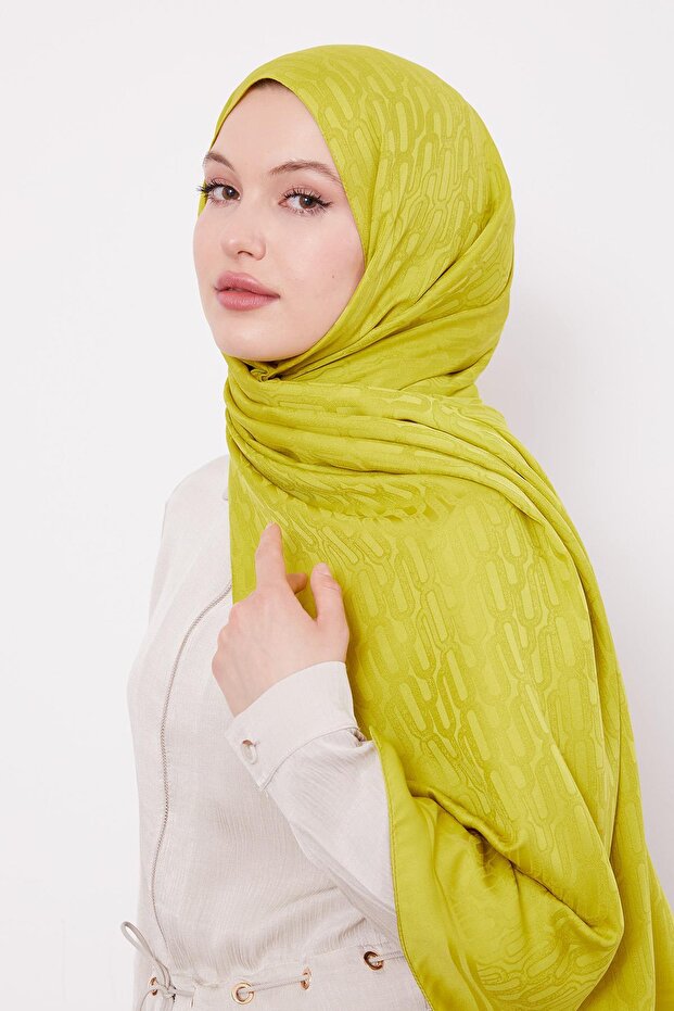 Misket Limon Paperclip Pattern Blue Jacquard Shawl