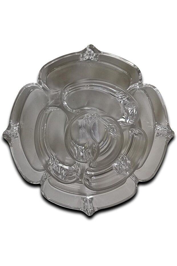 Rose-Shaped Clear Acrylic Cosmetic Organizer – 5-Section Storage