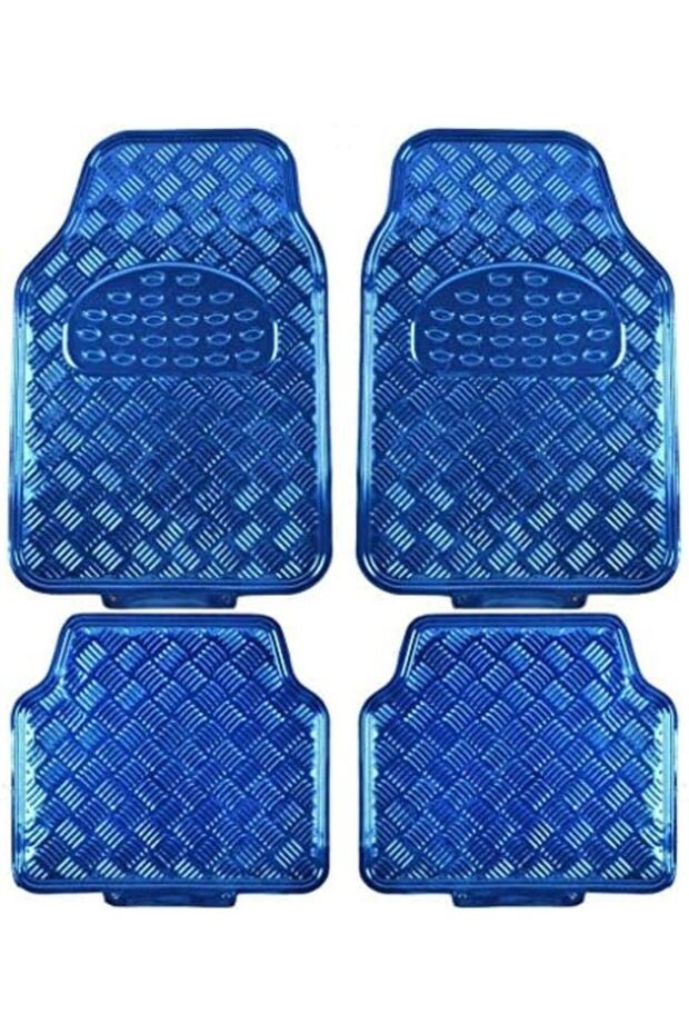 ajeeb Metal Design Car Floor Mats 4 piece Blue