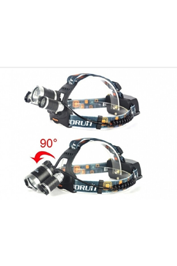 Head Flashlight, 3 x Led Cree XML, T6, Magnifier Front + 2x 18650 C155 Batteries - 2