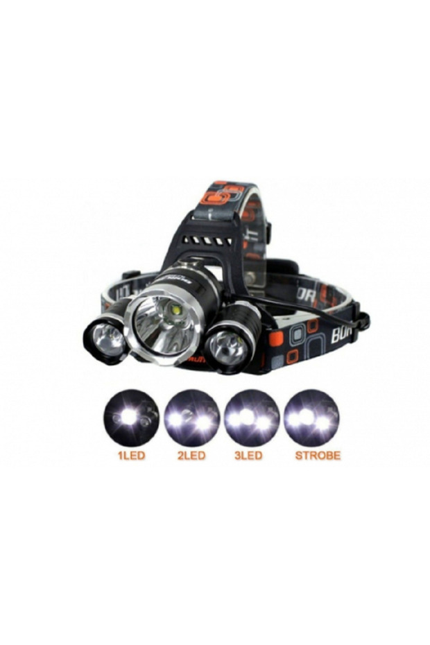 Head Flashlight, 3 x Led Cree XML, T6, Magnifier Front + 2x 18650 C155 Batteries - 4