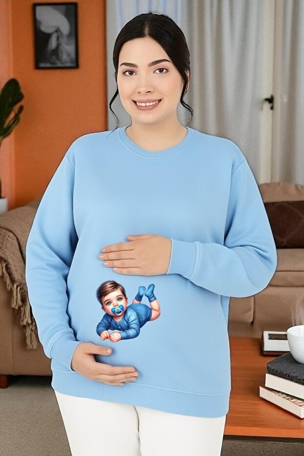 سويت شيرت مطبوع للحوامل