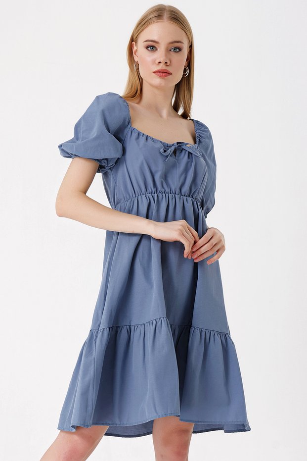 Women's Flared Poplin Dress Indigo 1151