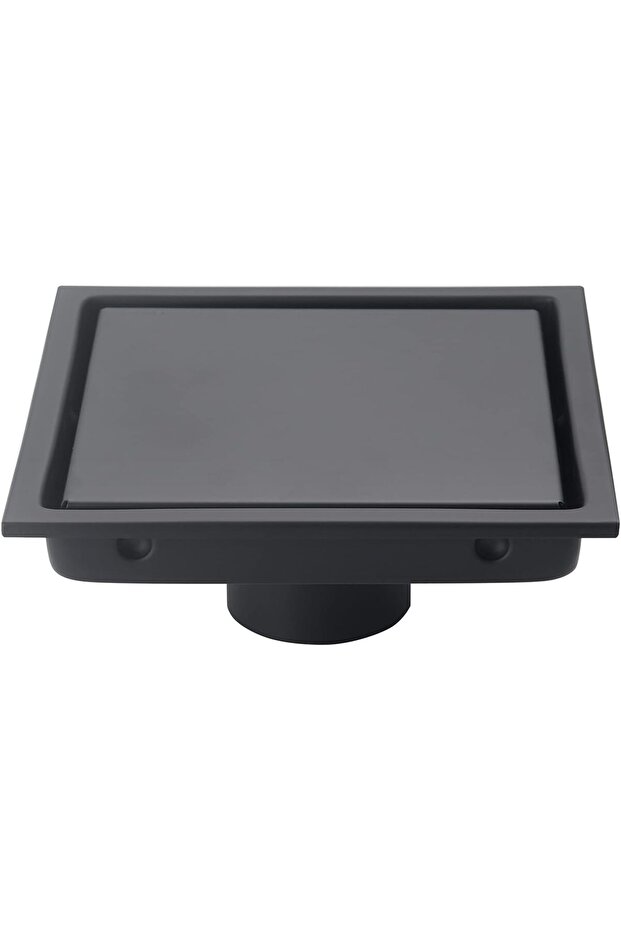 DEOKXZ 6 Inch Black Square Shower Floor Drain, with Removable Grille Cover Tile Insert Hidden Form,