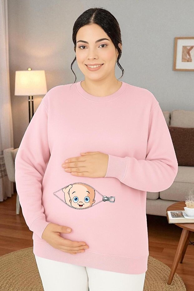 BASKILI HAMİLE SWEATSHIRT - 1