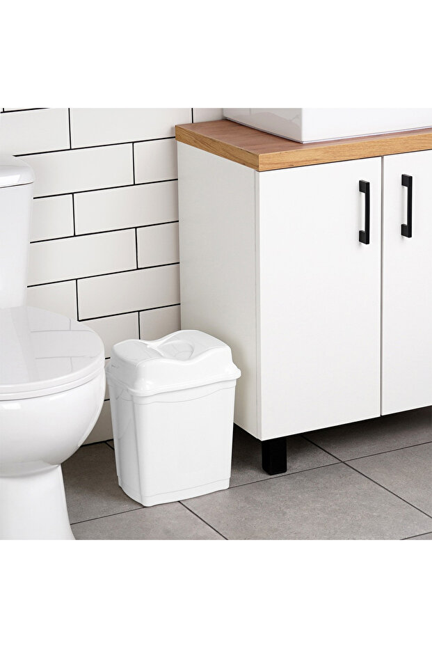 Plastic waste bin, white, 9 l - 5