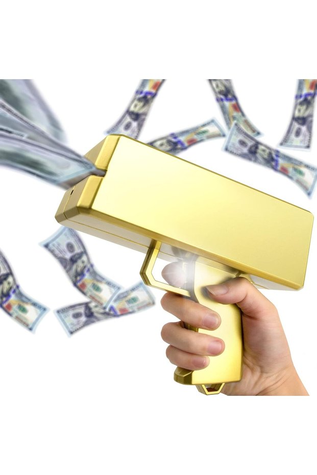 Golden Money Shooter, Make it Rain/Spray Money Gun Paper Playing Toy, Handheld Spray Cash Gun f