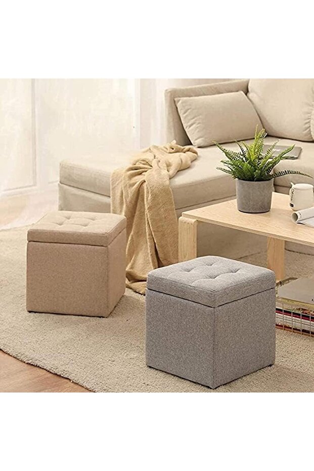 FFD Ottoman Storage Stool Cube - Multi-functional Bench Seat with Padded Memory Foam, Lid - 8