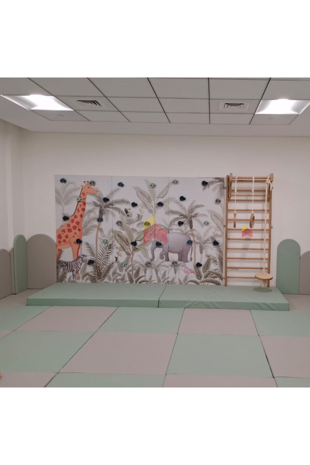 Forest Themed Climbing Walls Panel with Swedish Ladder Combo