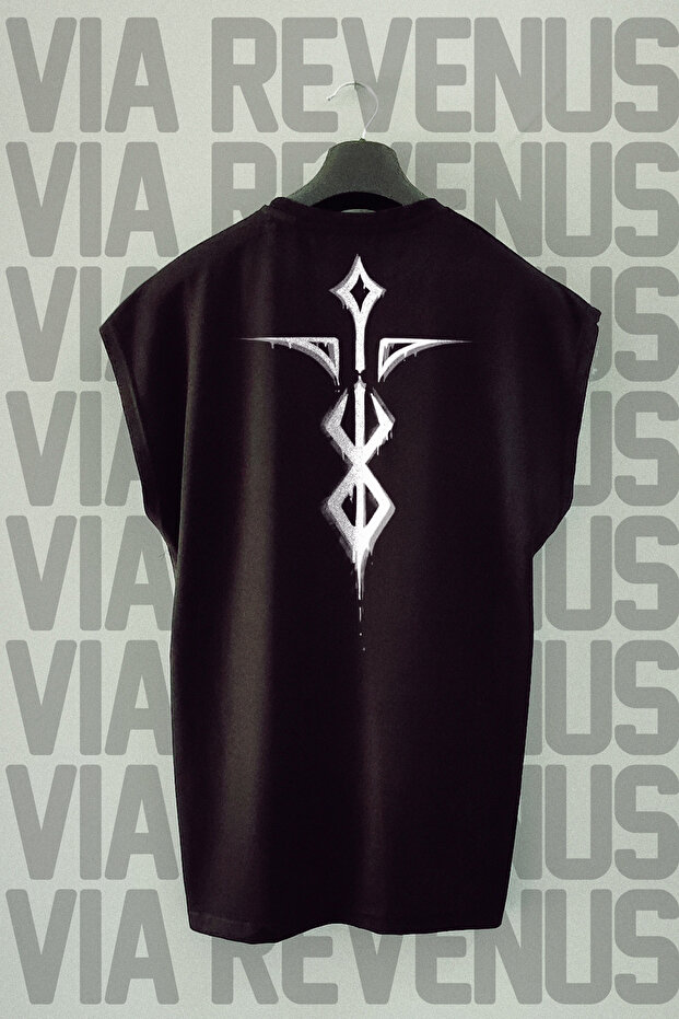 Berserk Back Printed Zero Sleeve Crew Neck Sports Tshirt