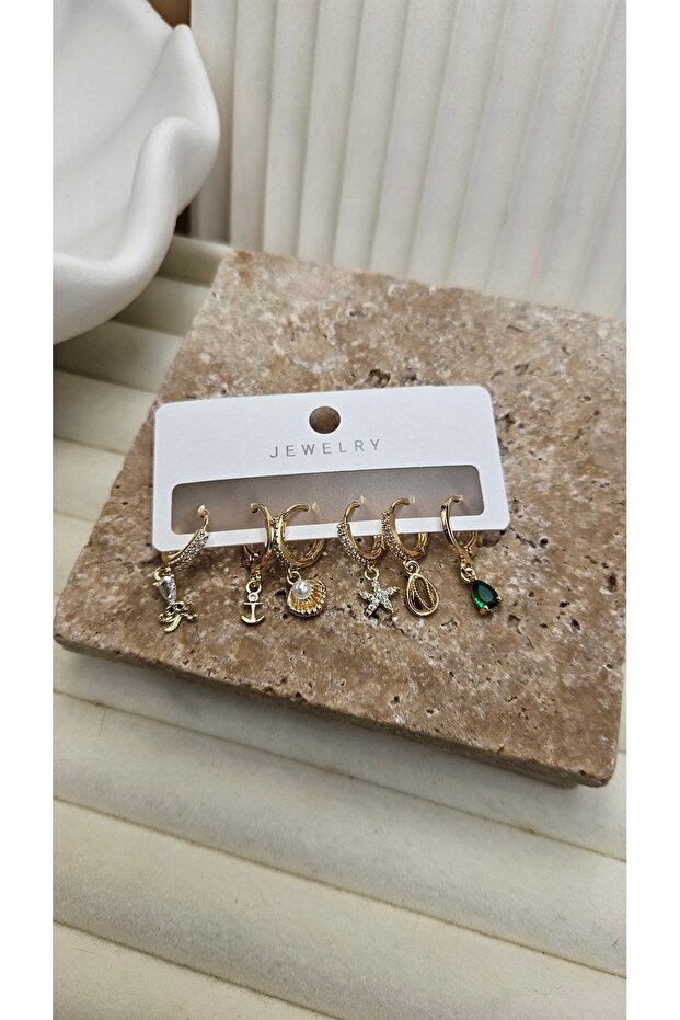 طقم أقراط متعددة مع حجر الزركون - 2