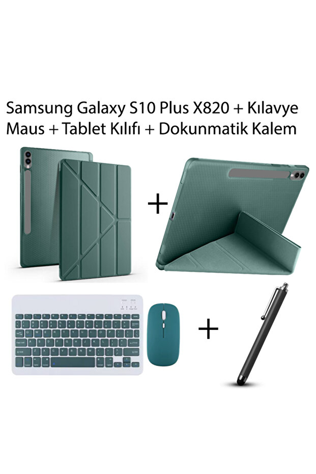 Galaxy S10 Plus 12.4'' X820 Uyumlu Standlı Kılıf Ve Dokunmatik Kalem Ve Klavye ve Mouse - 1
