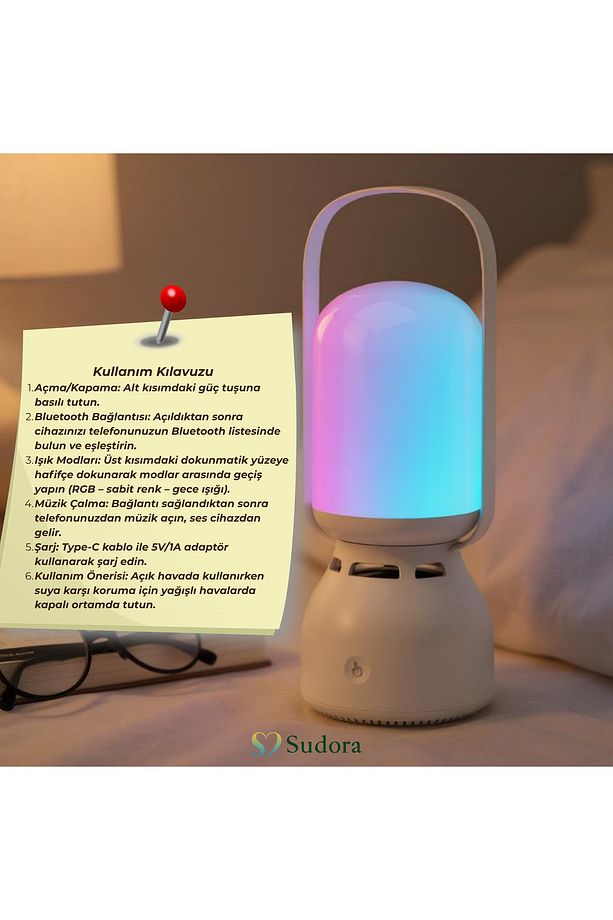 Çok Renkli Bluetooth Müzikçalar & Gece Lambası - 6