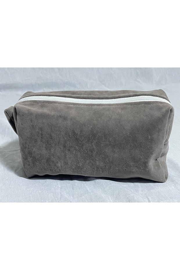 Gray Suede Look Multi-Purpose Zipper Bag – Stylish and Durable