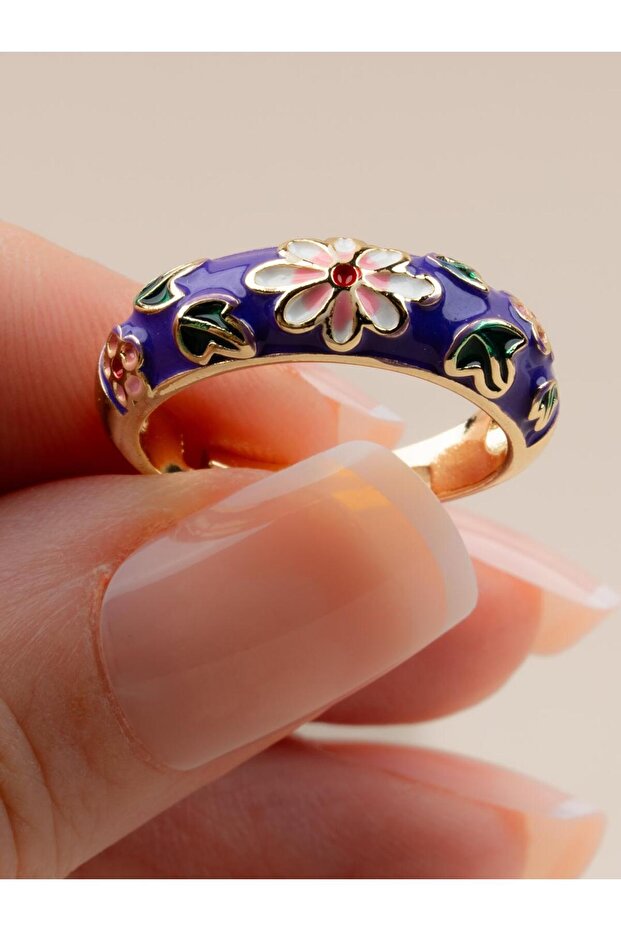 Bellarosa Enamel Adjustable Flower Ring