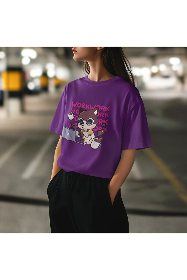Girl/Woman Work Work Transfer Printed Round Neck Short Sleeve T-Shirt