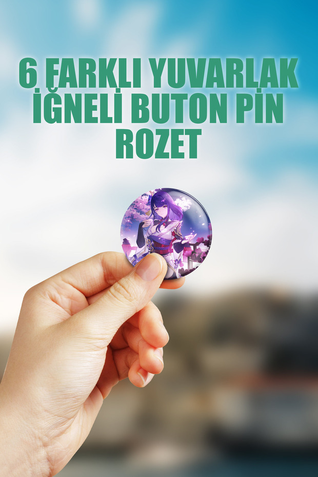 Raiden Shogun Ei Genshin impact Çanta Süsü Rozet İğneli Buton Rozet Seti (6 ADET) - 3