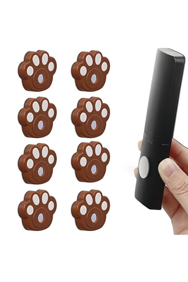 8-Pack Magnetic Remote Control Holder with Bear Paw Design - Strong Adhesive Wall Mount for TV/AC/Fan Remotes, No Drill Installation, Space-Saving Organizer for Home & Office