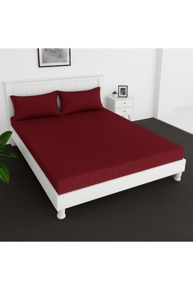Extra Deep Fitted Elastic Bedsheet Set With Pillow Covers - 2