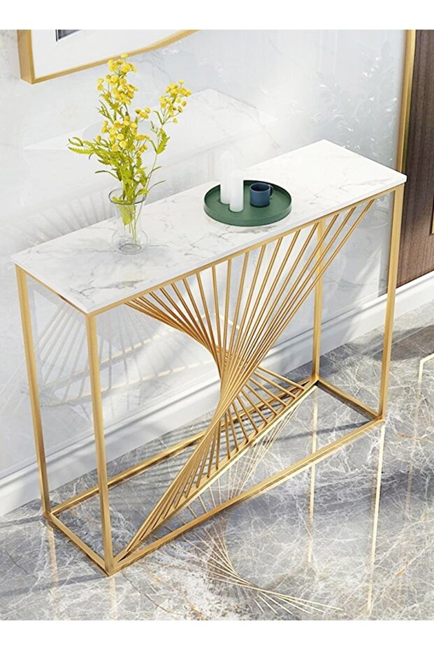 Modern Artistic Metal Frame Design Console Table Hallway Entry Table Narrow Sofa Side Table Entrance