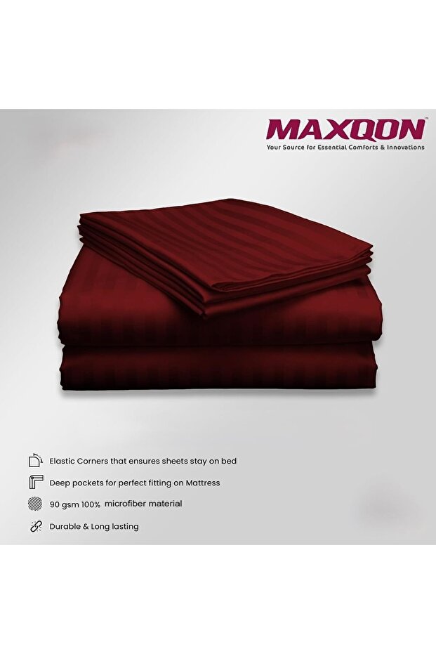 Extra Deep Fitted Elastic Bedsheet Set With Pillow Covers - 7