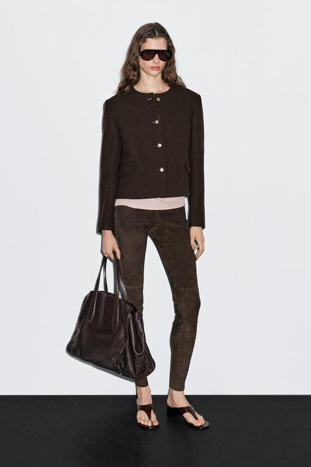 Düğmeli crop ceket - 1