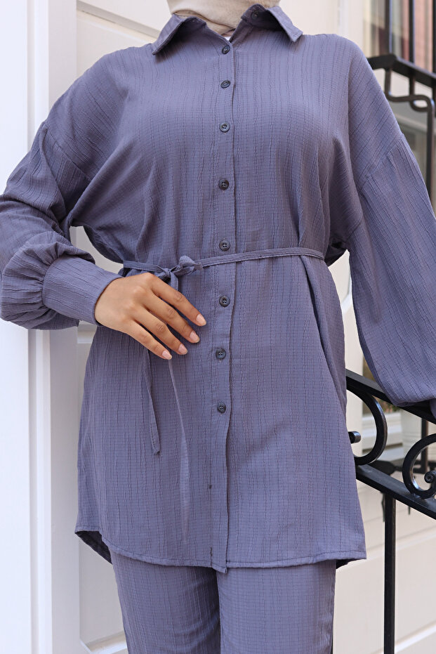 Lara Fabric Buttoned Double Set - 6